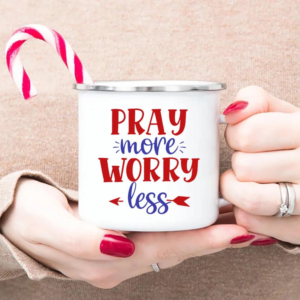 Christian Faith Enamel Coffee Tea Mugs Religious Quotes Trendy Christian Gift for Believer Camping Mug Religious Faith Gifts