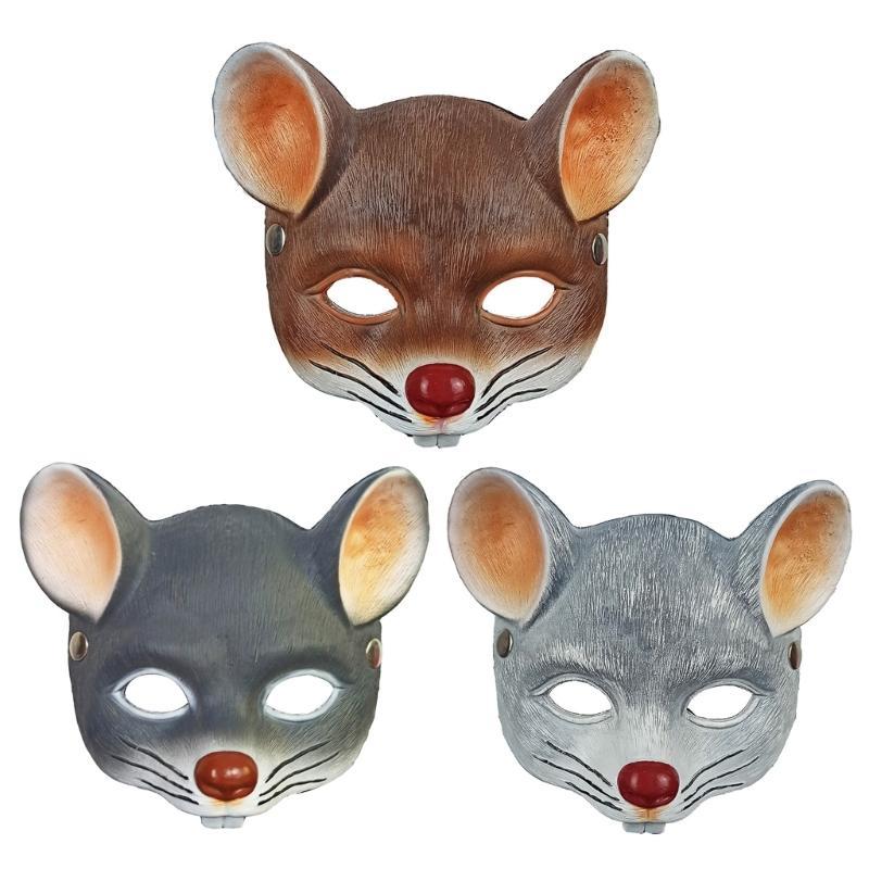 Mouse Costume Mask Comfortable PU Foam Half Face Mask Halloween Cosplay Accessory For Adult Kid Halloween Dress Up