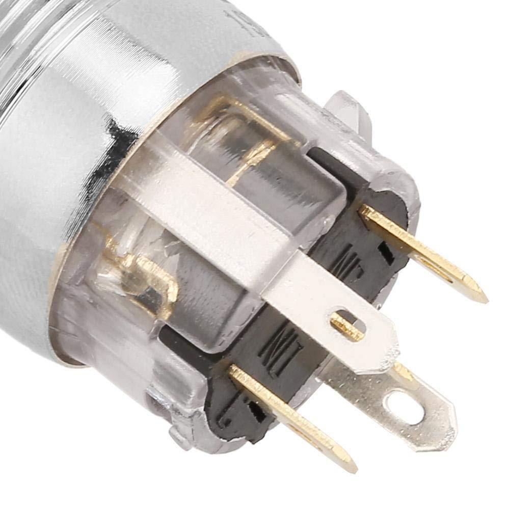 5pcs 19mm Momentary Push Button Power Switch Stainless Steel with Blue LED
