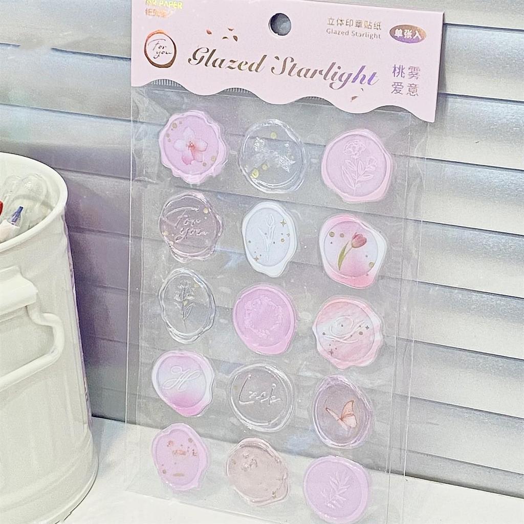 18pcs/20pcs Bag Wax Seals Stamp Sticker for Kid Vintage European Style Candy Color Sticker for Children DIY Decroative Scrapbook