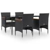 VidaXL Ensemble à manger de jardin avec coussins 5 pcs Noir, ensemble de salle à manger d'extérieur, table et chaise de 3156640