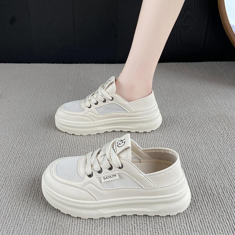 2025 new summer wear thick-soled heightening little white shoes women's versatile fashion breathable casual sports board shoes tide