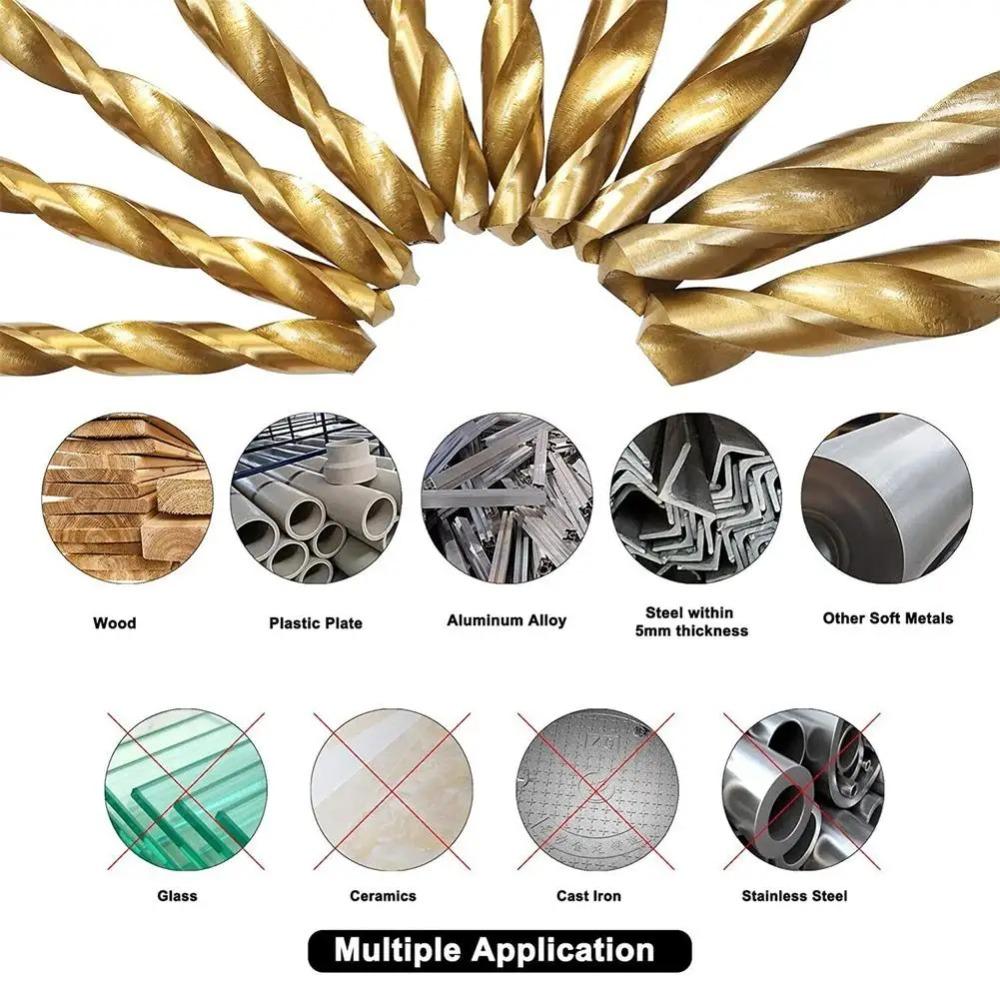 99Pcs 1 4 1 16 Twist Drill Bit Set HSS Titanium Coated Anti Rust Wear Resistant High Speed Steel Drill Bits