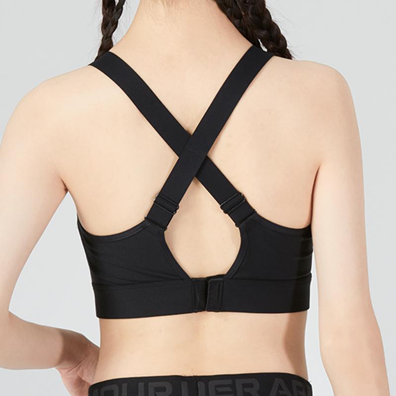 Under Armour Solid Color U-Back Cross-Strap High-Intensity Training Sports Bra Women Underwear Black 1372557-001