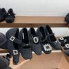 New gray square head small fragrant shoes women's shallow mouth velvet warm Mary Jane shoes rhinestone fluffy shoes cotton shoes commuting