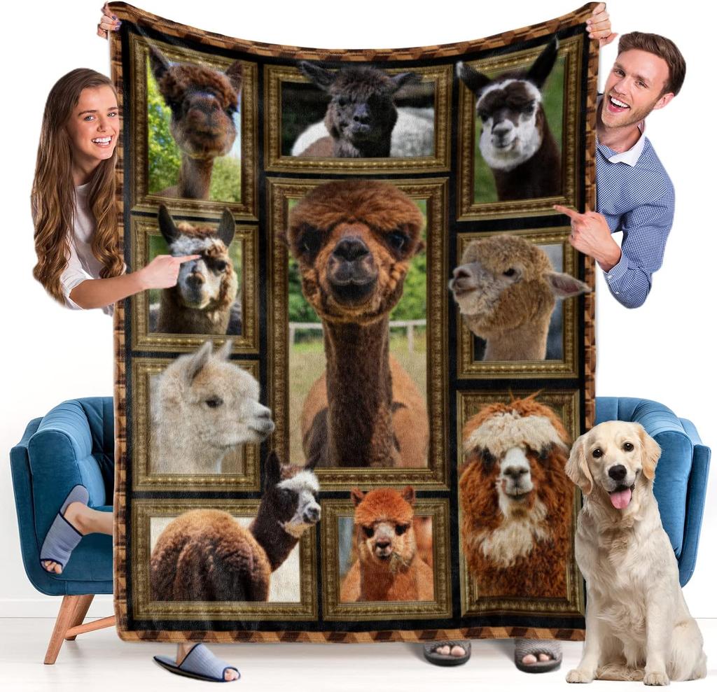 Animal Blanket Elephant Wolf Cow Highland Cattle Dog Flannel Blanket Super Soft Fleece Throw Blanket for Bedroom Couch Sofa Gift