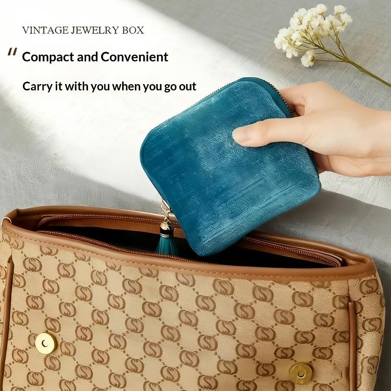 Portable Jewelry Storage Bag With Tassel Pendant Ring Zipper Crystal Bracelet Storage Multi-Layer Large Capacity Storage Pouch