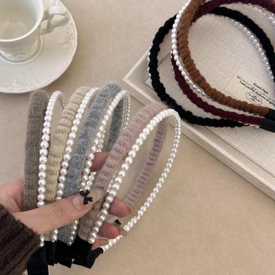 Koreanischer Plüsch-Perlen-Stirnband: 2024 Herbst/Winter Künstlerisches Hochwertiges Accessoire