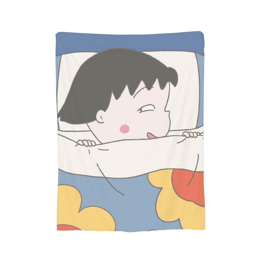 Anime Chibi Maruko Chan Blankets Flannel Spring Autumn Breathable Lightweight Throw Blankets for Sofa Travel Bedspreads