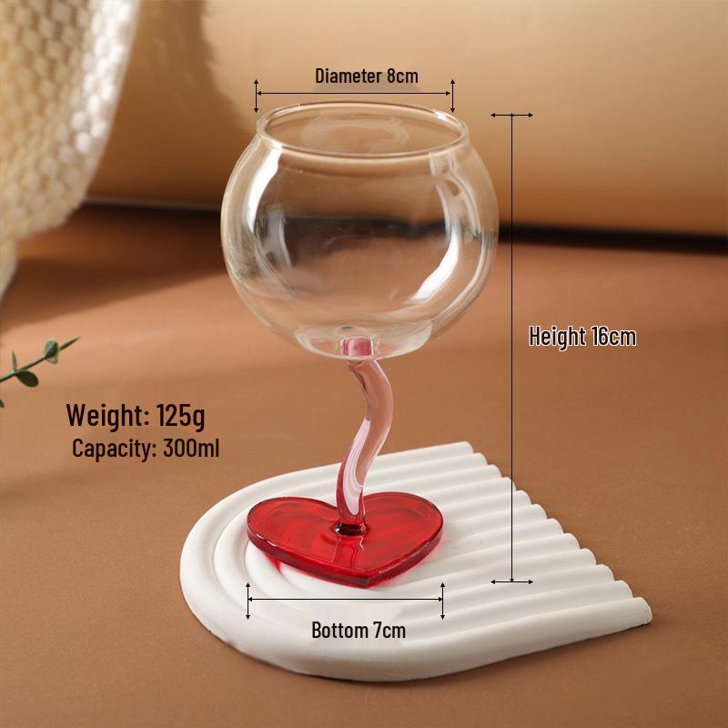 Romantic Heart High-Stemmed Wine Glass Set - Wedding, Valentine's Day, Anniversary Gift for Couples