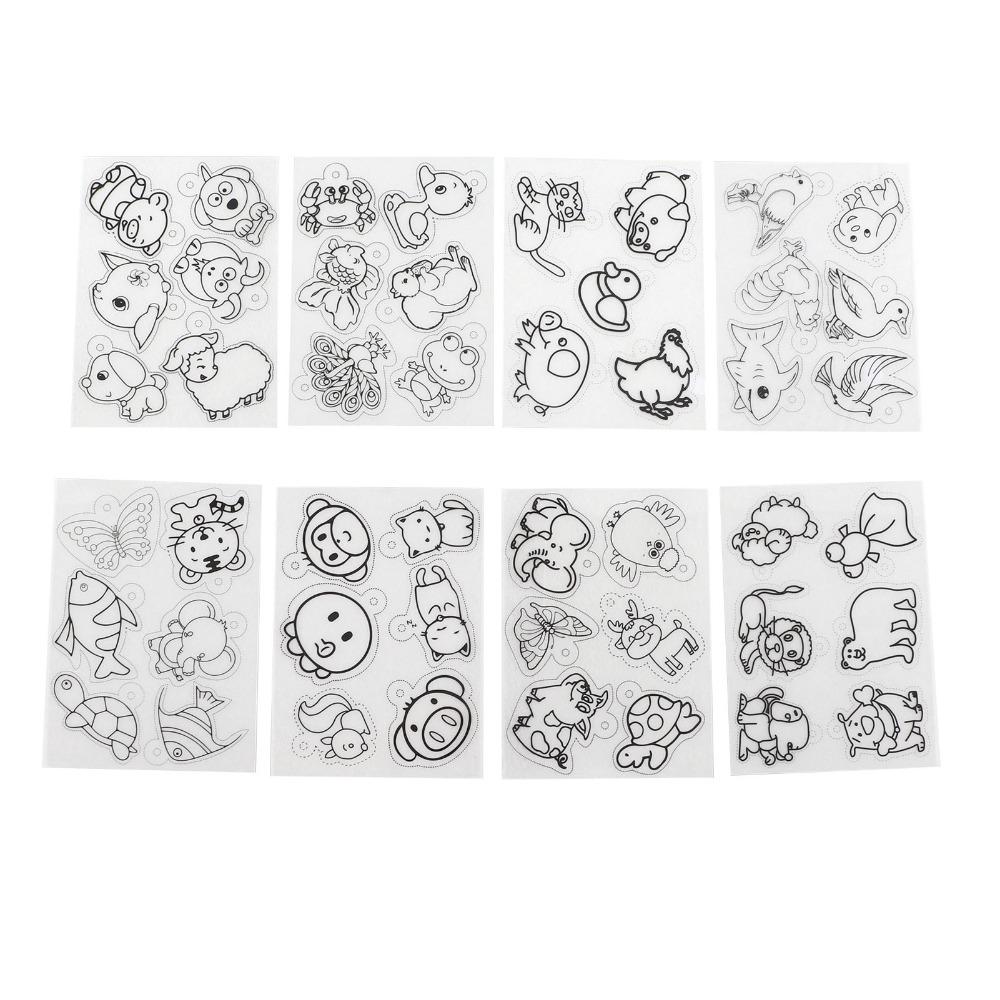 8pcs Colorable Shrink Plastic Sheets Hand Painted Shrink Film Sheets DIY Ornaments