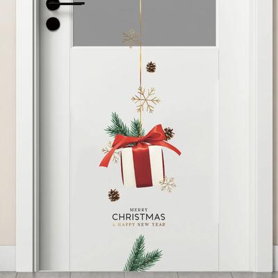 2025 Noel Hediye Desenli Duvar Çıkartmaları Kapı Dekorasyonu Duvar Kağıdı Ev Dekorasyonu Yılbaşı Çıkartmaları Cam Pencere Poster Parti Malzemesi