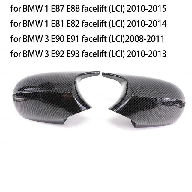 Kohlefaser-Look, schwarze Rückspiegel-Abdeckkappen für E90, E91, M3-Stil, Abdeckung E81, E82, E87, E88, für BMW 1er, 3er-Serie, E92, E93