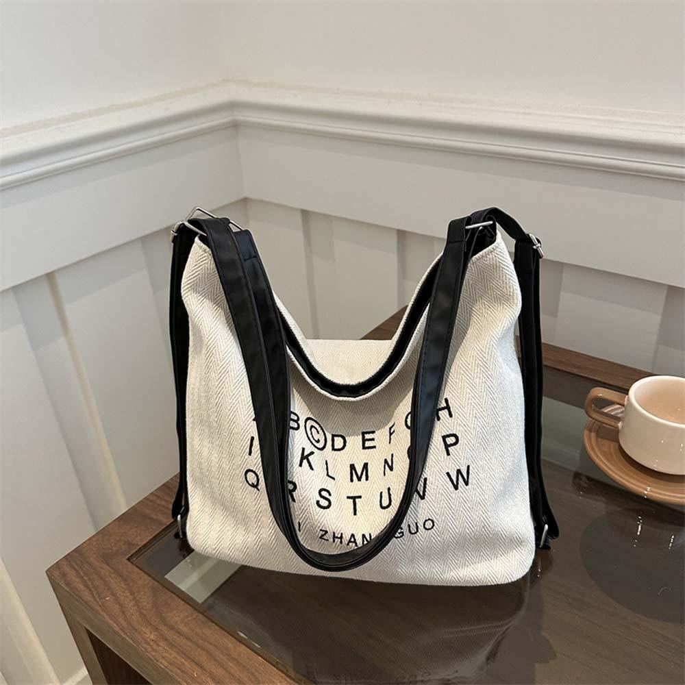 Polyester Three Uses Canvas Bag Soft Retro Street Crossbody Bag Letter Printed Handbags  Travel