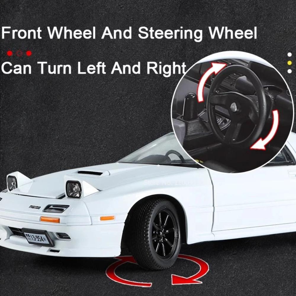 1:24 Initial D RX7-FC MX-5 Alloy Cars Models Toys Diecasts Miniature Supercar Sound Light Vehicles Toy for Children Gifts