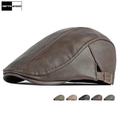 Solide PU-Leder-Baskenmützen für Herren, halten warm, Damen-Wintermütze, Baskenmütze, Trucker-Hüte für Erwachsene