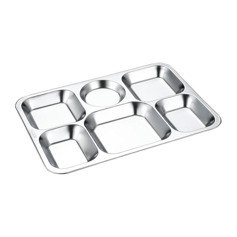 Stainless Steel Six-Compartment Round Meal Tray