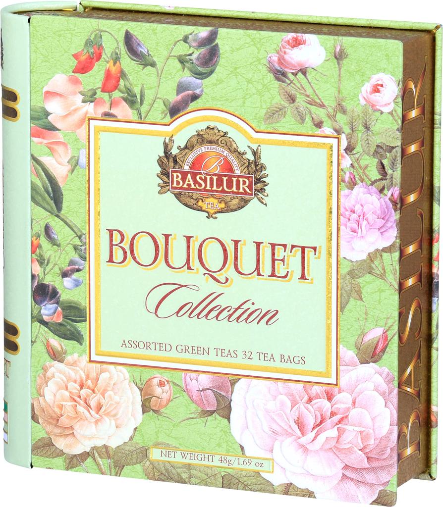 [Gift] Basil Tea Bouquet Sort Book, Flavored Tea (Green Tea Base & Sencha), 4 Varieties x 8 Bags (32 Bags Total), Mother's Day Gift