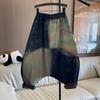 Trendy unique brand exaggerated hanging pants for women, spring-autumn new elastic waistband, loose plus-size patchwork hip-hop jeans