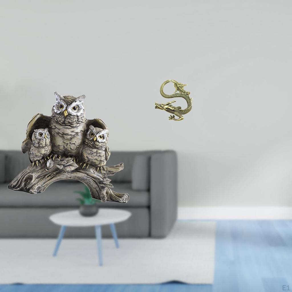 Owl And Brass Figurine Sculpture Tabletop Ornament for Living Room Office Cabinet Decor NightStand