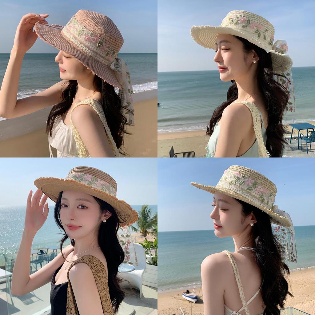 Summer Straw Hat For Women With Wide Brim Sunshade And Adjustable Fit For Beach Vacation