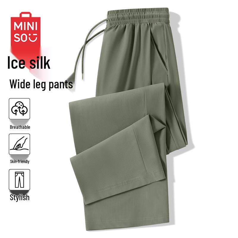 MINISO Men s Ice Silk Lightweight Casual Wide-Leg Pants L