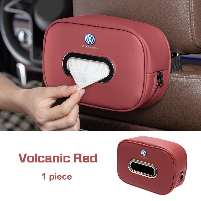 Vehicle Tissue Box Microfiber For VW GTI Polo Golf MK6 MK7 Passat B8 Tiguan T-ROC Leather Backrest Storage Paper Bag Accessories zj1