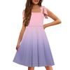 Children's Dress Without Cuff Pocket Square Collar Casual Style Gradient Print Dress