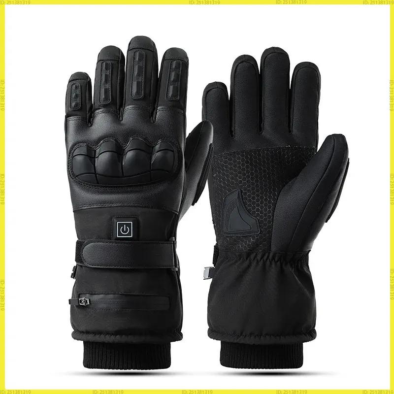Electric Heated Gloves Men'S Tactical Motorcycle Gloves Touchscreen 3-Second Heating 3-Level Temperature Control Winter Cycling Set