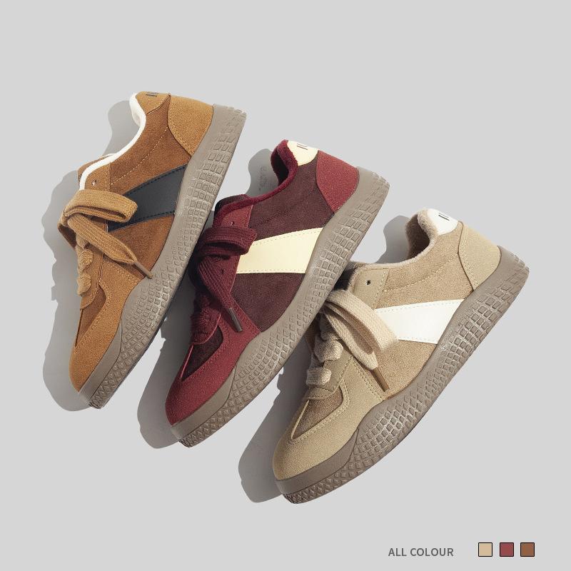 Belle winter cotton shoes two cotton warm niche board shoes 2026 Korean version velvet retro German training shoes