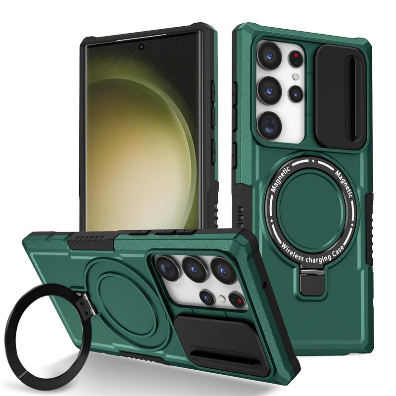 

Samsung S26 Ultra Magnetic Flip Phone Case with Drop-Proof Bracket for S24 FE Samsung S23 Ultra зелёный