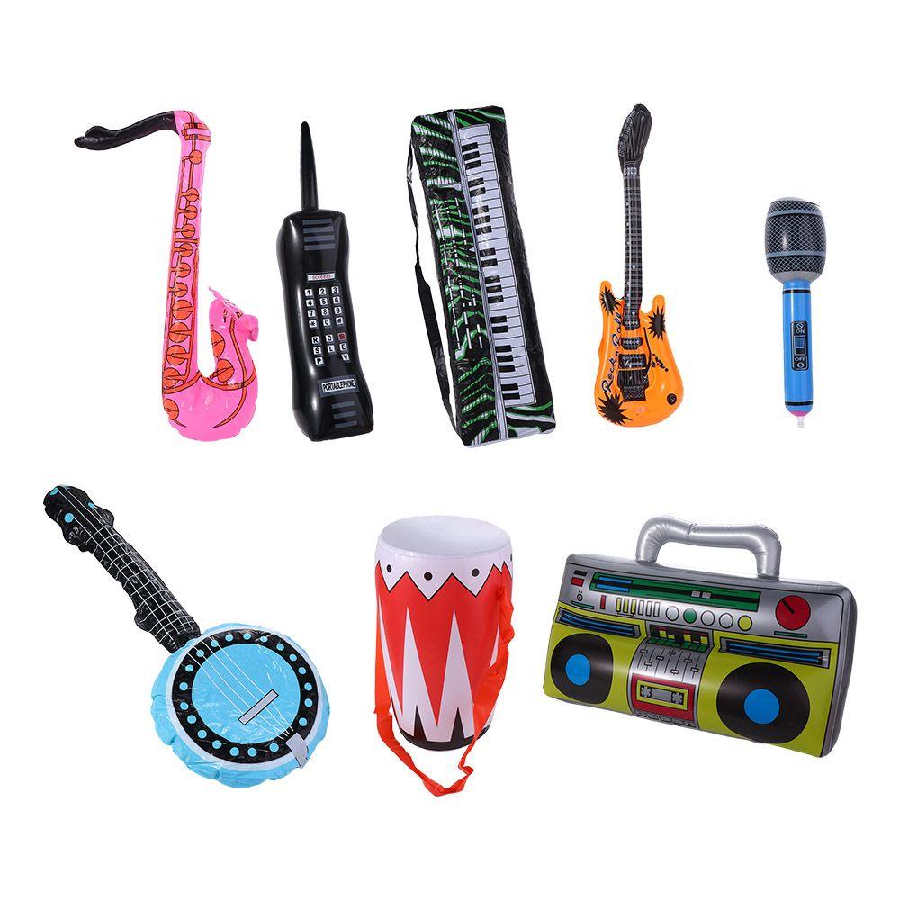 Baby Learning Inflatable Musical Instrument Inflatable Guitar Balloon Instrument Ukulele Microphone Balloons