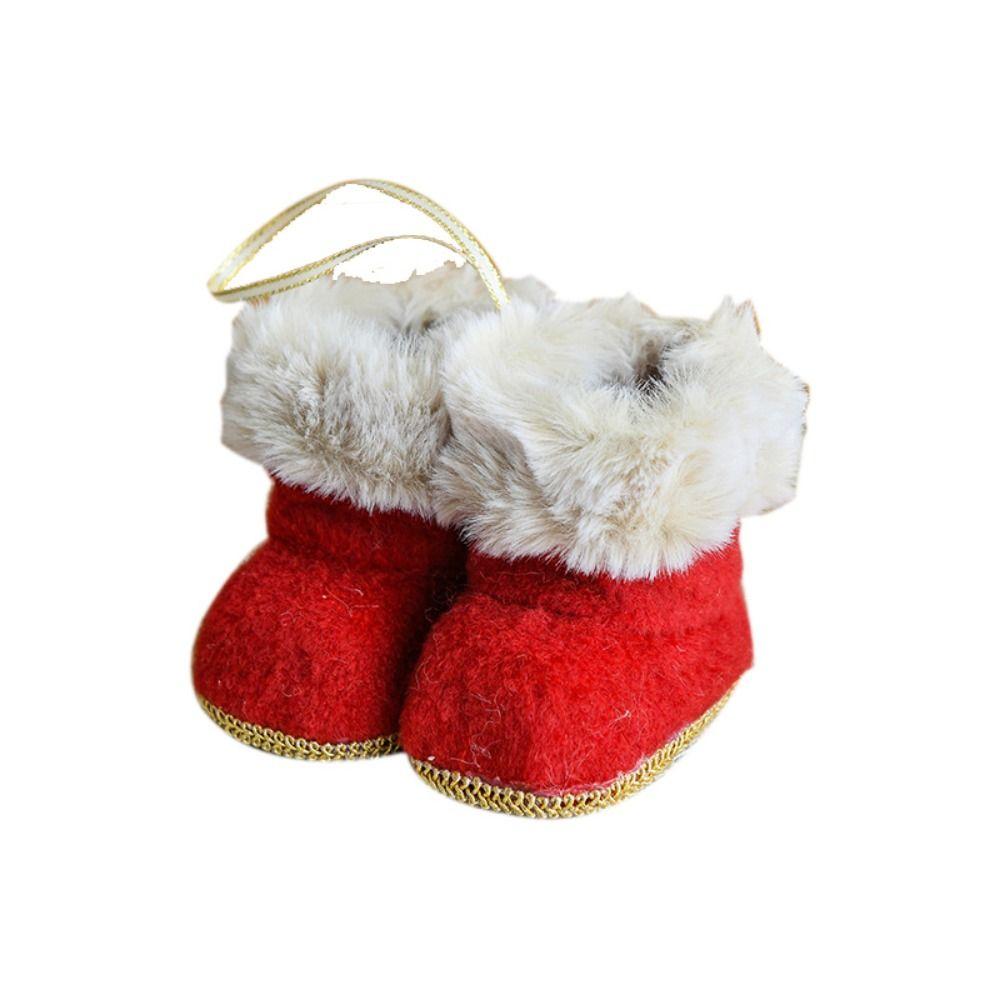 Plush/Cloth Christmas Boots Pendant Decorative Plush Christmas Tree Pendant  Festival Party
