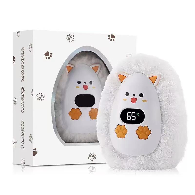 USB Rechargeable Plush Hand Warmer with Three-Speed Temperature Control and Display