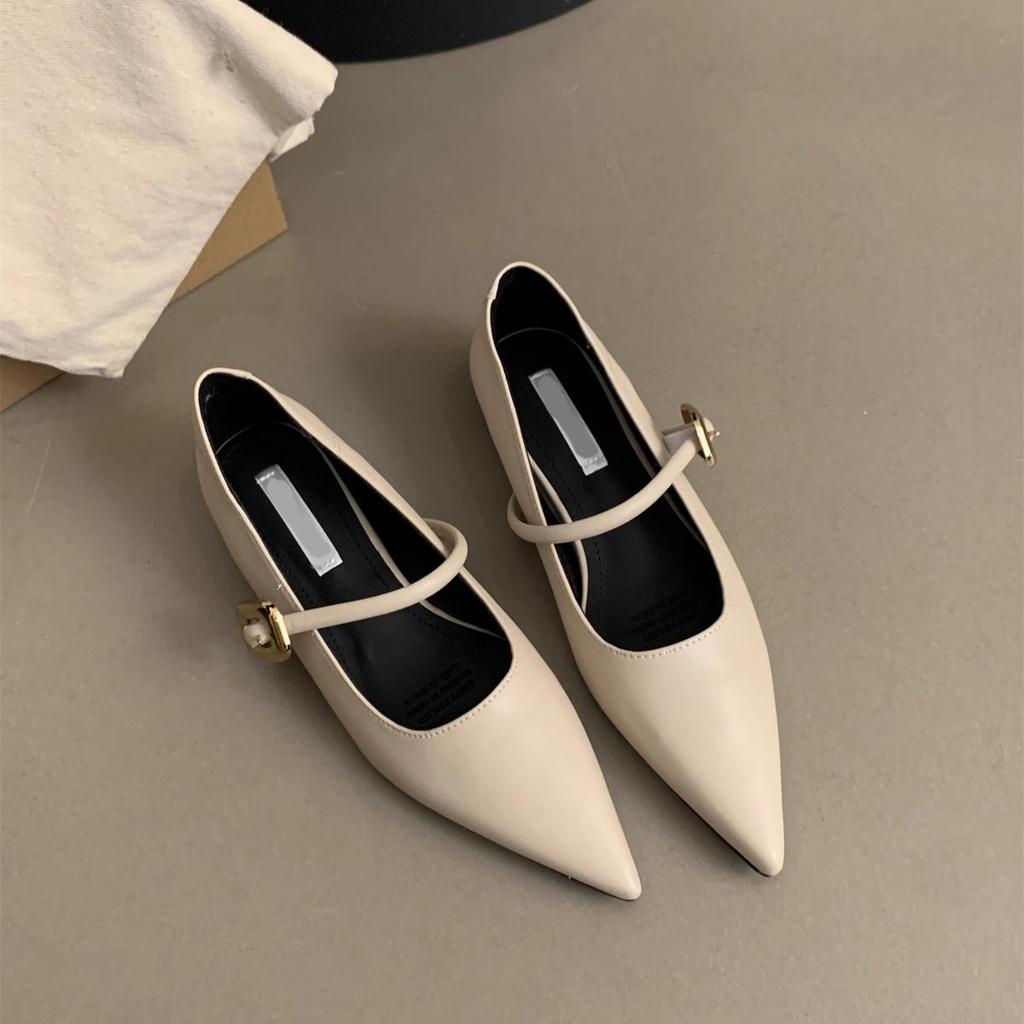 inner height increase black pointed Mary Jane single shoes women's shoes increase height and thinness spring and autumn temperament gentle 
