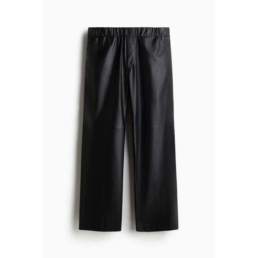 H M Relaxed Fit Coated Pants Black