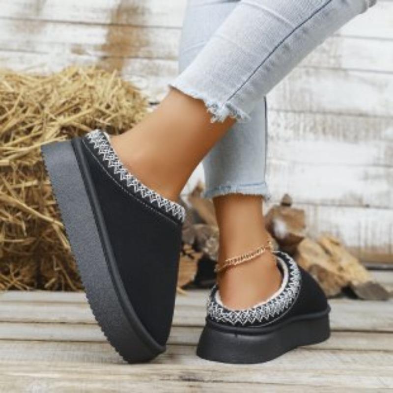 Women's Padded Lining Soft Thick Bottom Heightening Home Outdoor Thickened Warm Lightweight Comfortable Stirrups Cotton Shoes Snow Boots Slippers