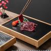 Black Rock Dining Lava Steak Stones Plate Japanese Style Personalized Creative Bamboo Wood Barbecue Stone Plate Tableware Plate