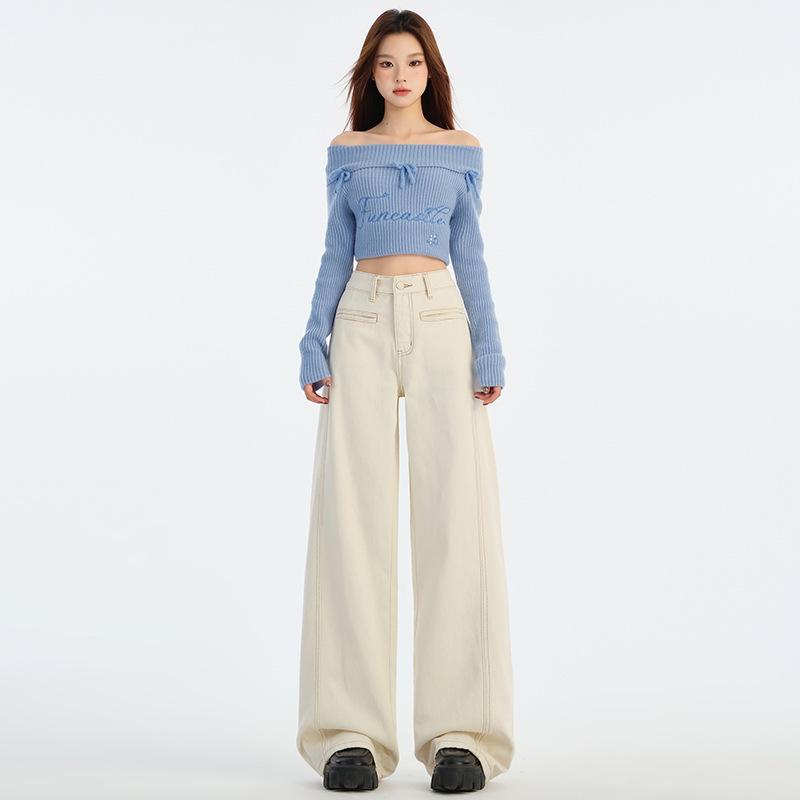 

Thirteen Lines Women s High Waist Apricot Denim Wide Leg Pants M