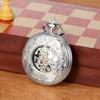 TREEWETO Mechanical Pocket Watch Railway Antique Skeleton Roman Numeral Silver with Chain
