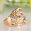 Luxury 9K Gold Plated Alloy Finger Band Rhinestone Inlaid Ring Jewelry Gift