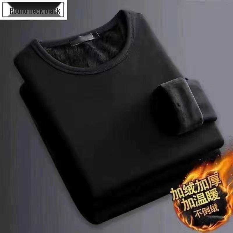 Men's Velvet-Thickened Thermal Long-Sleeve Slim-Fit T-Shirt in Solid Colors