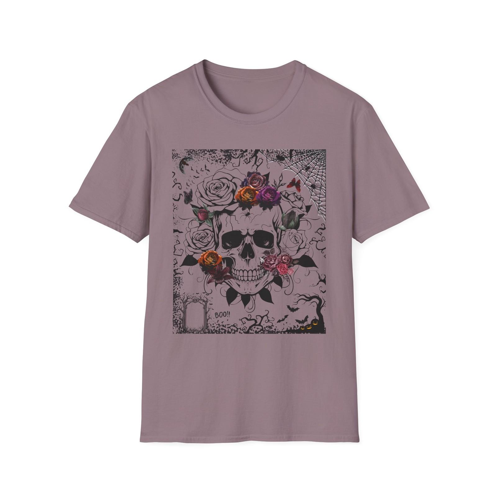 

Halloween Skull Floral Unisex Soft-style Tee | Halloween Costume Casual Wear. S разноцветный