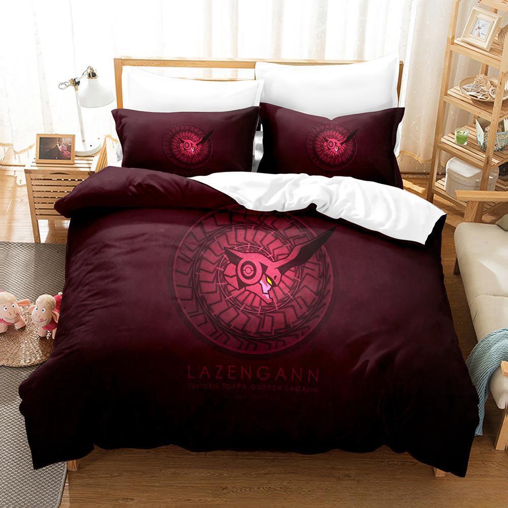 Tengen Toppa Gurren Lagann Bedding Set Single Twin Full Queen King Size Bed Set Adult Kid Bedroom Duvetcover Sets 3D Print Anime