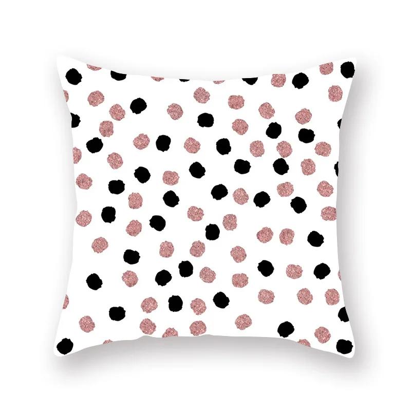 45X45CM Pink Shiny Polka Dot Alphabet Geometric Simple Pillow Cover Bed Sofa Car Office Seat Cushion  Home Decoration