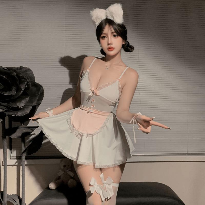 Sex Lingerie Playful Maid Playing Suit Suspender Nightdress Exposed Sexy Pussy Pure Desire Qqny Pajamas Cute