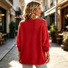 Women's Casual V-Neck Long Sleeve Loose Fit Sweater for Everyday Wear