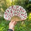 Flower Pattern Japanese Shell Folding Fan Shell Shape Chinese Style Fan Dance Fan  Home Decoration