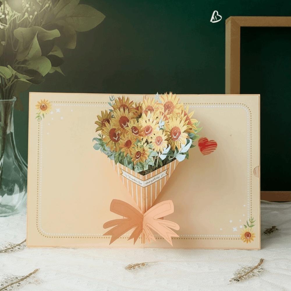 New Pop Up Greeting Cards 3D Blessing Flower Bouquet Card Paper Thank You Card Teacher's Day