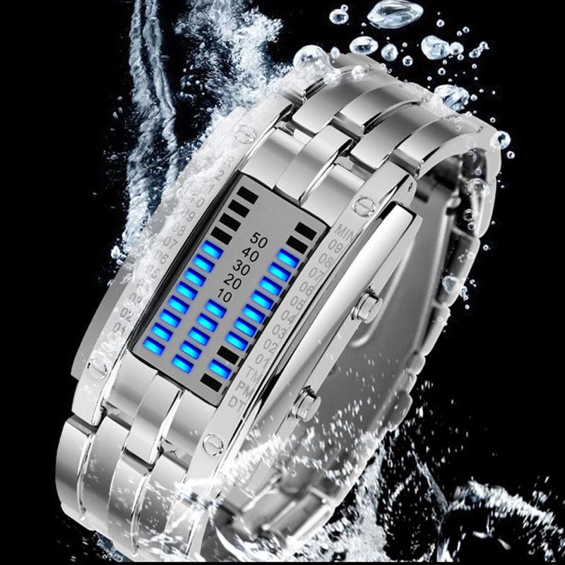 Binary Led Electronic Watch Creative Double Row Light Student Led Watch